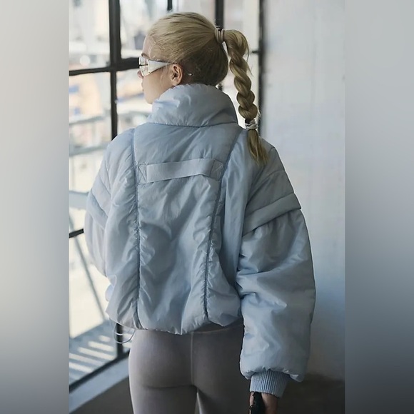 NWT FREE PEOPLE MOVEMENT Penelope Packable Puffer Jacket | Ice Grey MSRP $198 - Picture 3 of 12